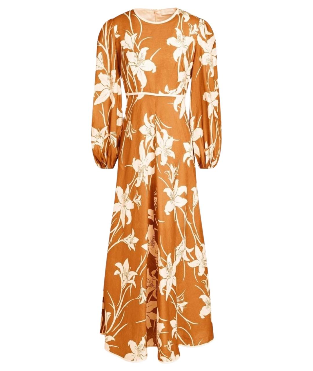 ZIMMERMANN Коричневое льняное коктейльное платье, фото 1