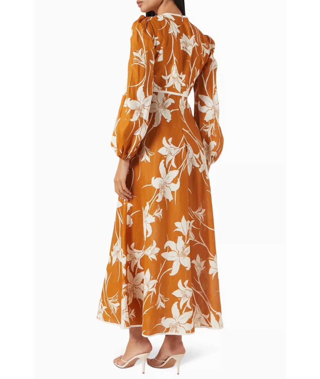 ZIMMERMANN Коричневое льняное коктейльное платье, фото 4