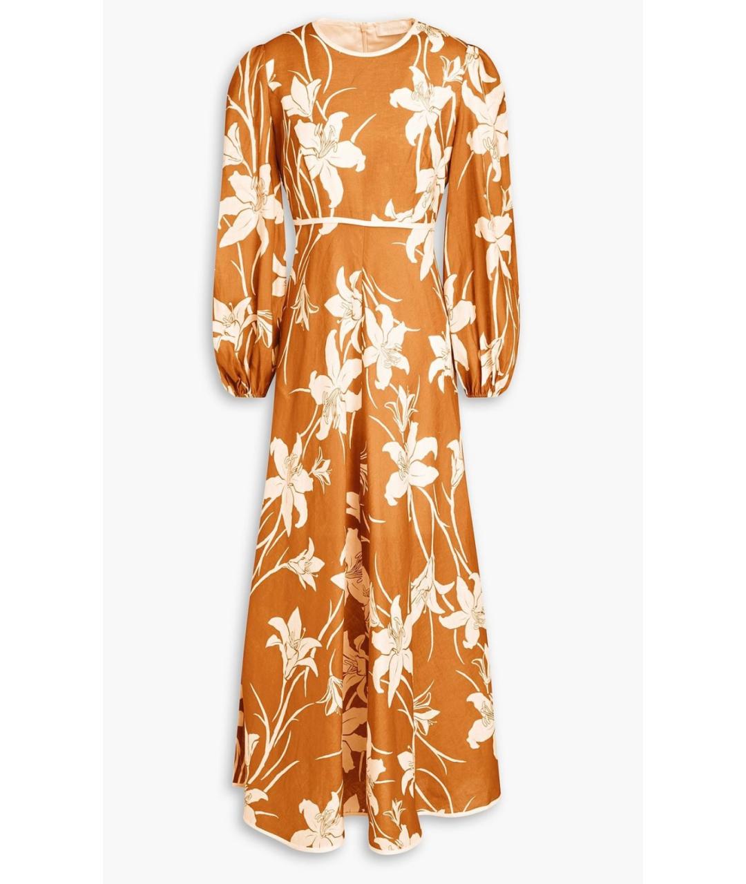 ZIMMERMANN Коричневое льняное коктейльное платье, фото 7