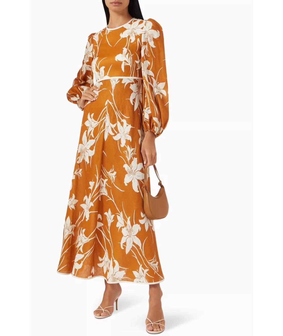 ZIMMERMANN Коричневое льняное коктейльное платье, фото 2