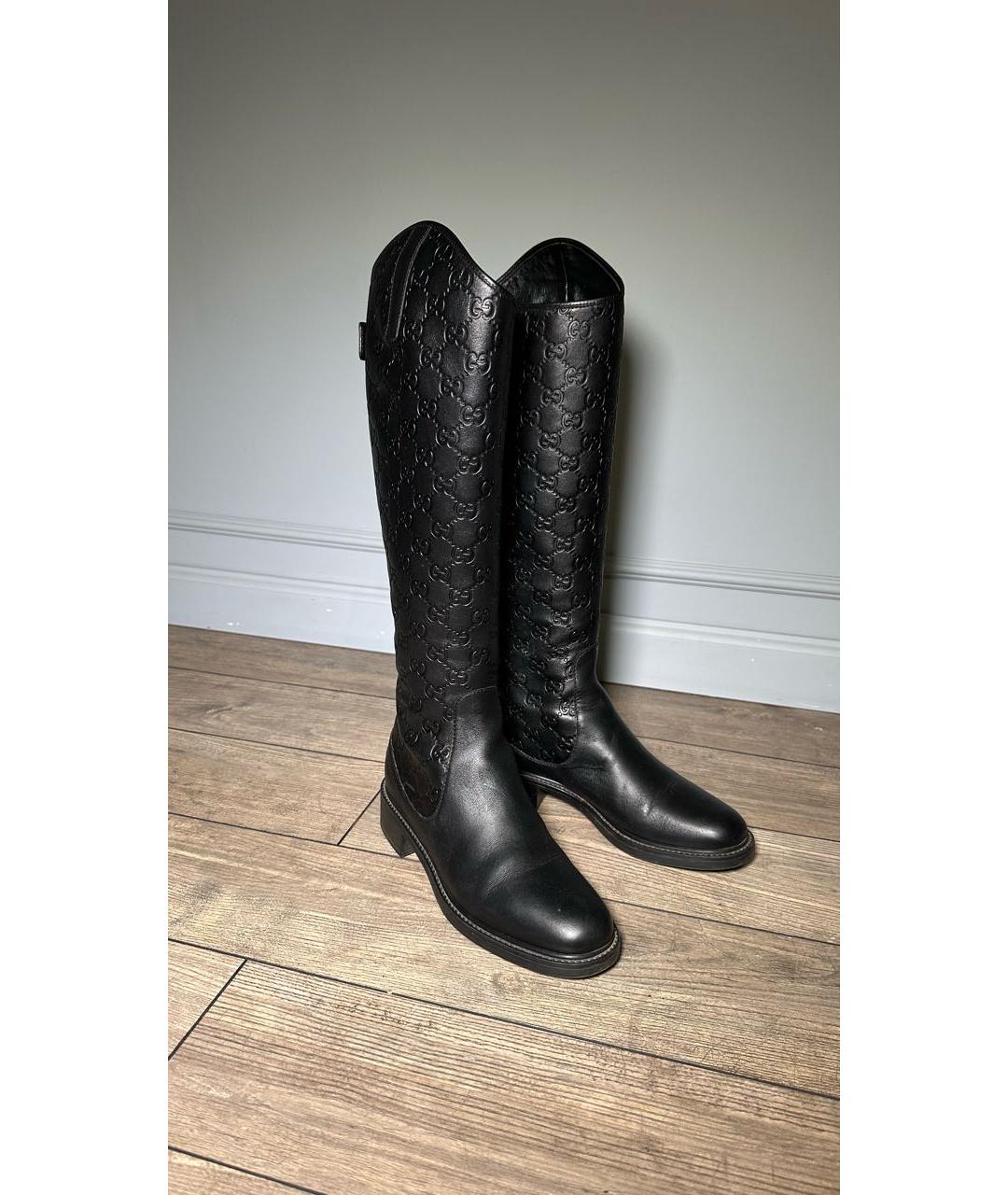 GUCCI Черные кожаные сапоги, фото 3