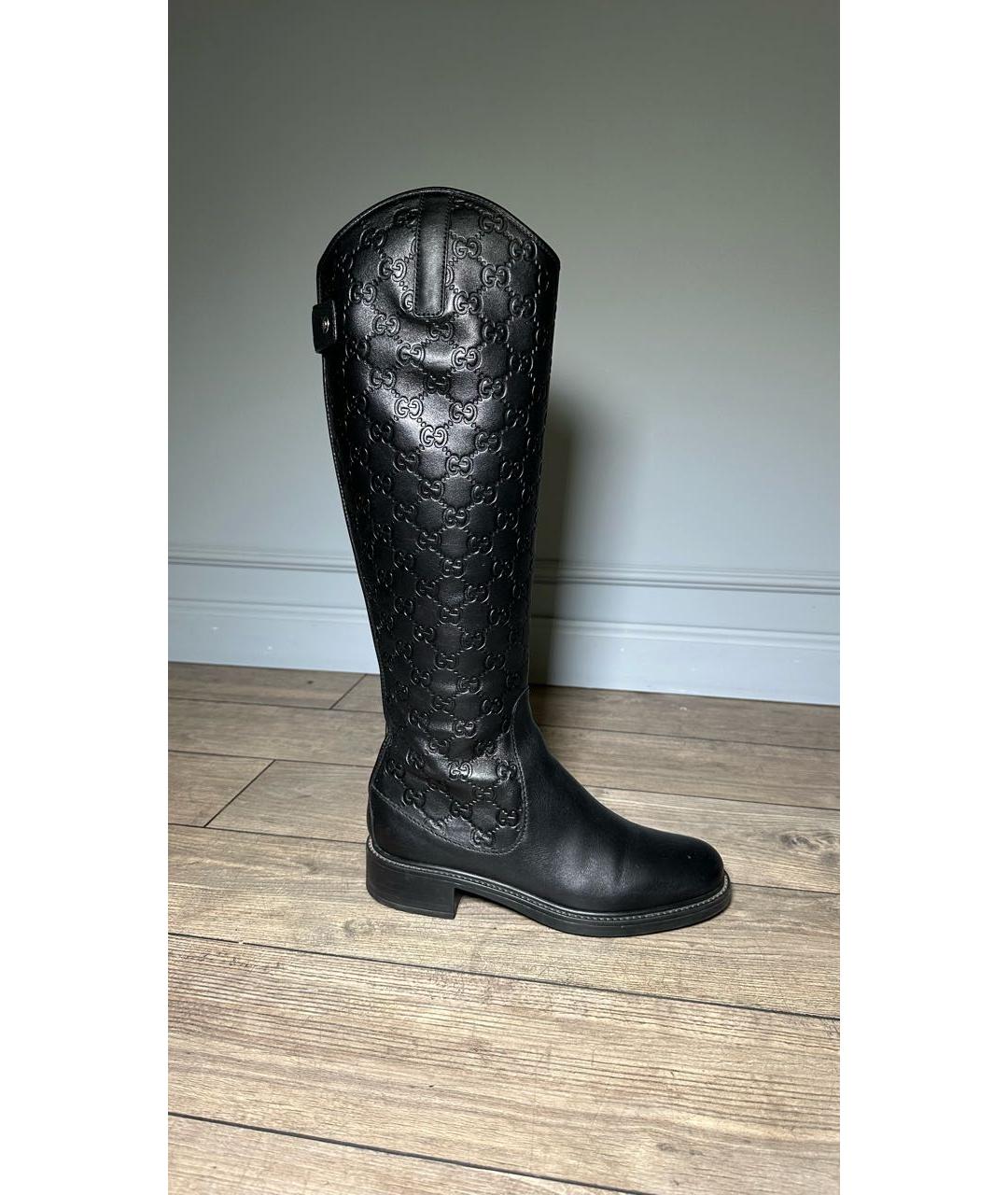 GUCCI Черные кожаные сапоги, фото 4