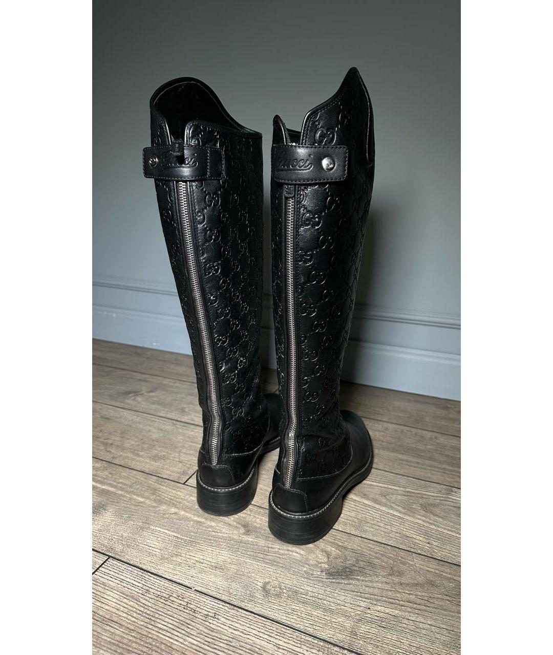 GUCCI Черные кожаные сапоги, фото 2
