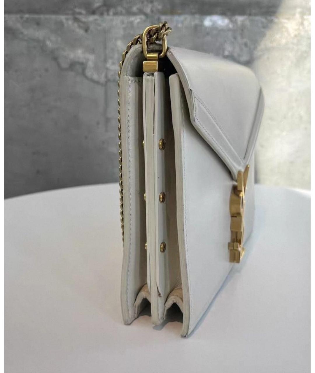 SAINT LAURENT Белая кожаная сумка через плечо, фото 3