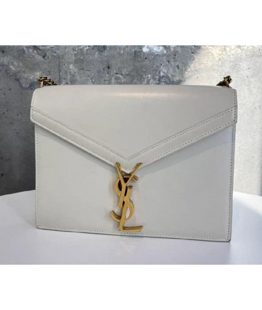 SAINT LAURENT Белая кожаная сумка через плечо, фото 4