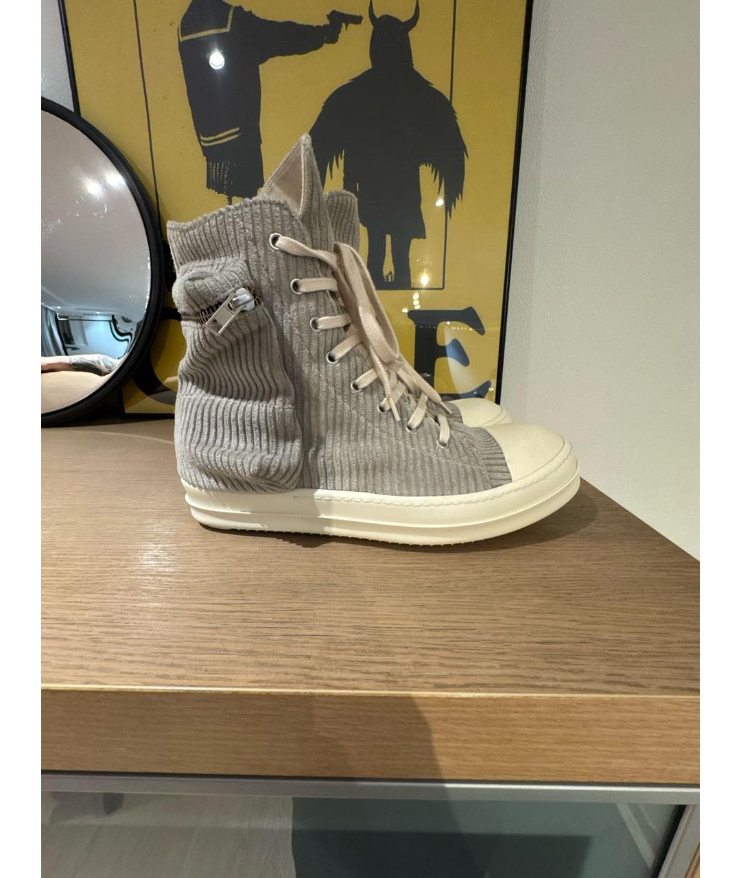 RICK OWENS DRKSHDW Серые высокие кроссовки / кеды, фото 6
