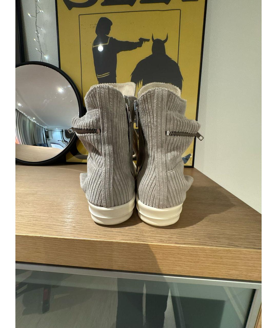 RICK OWENS DRKSHDW Серые высокие кроссовки / кеды, фото 4