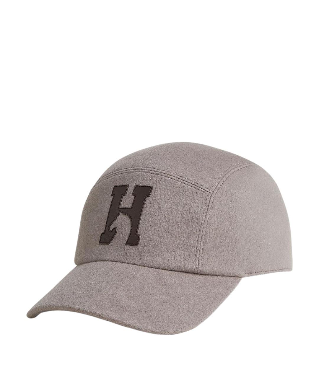 HERMES Серая кашемировая кепка/бейсболка, фото 1