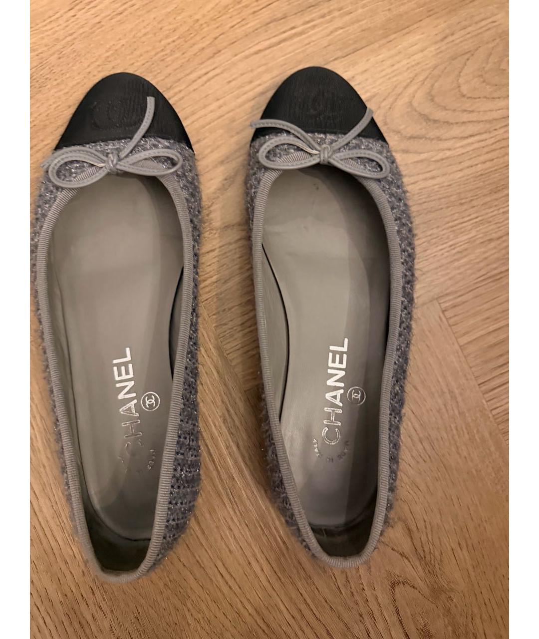 CHANEL Серые текстильные балетки, фото 5