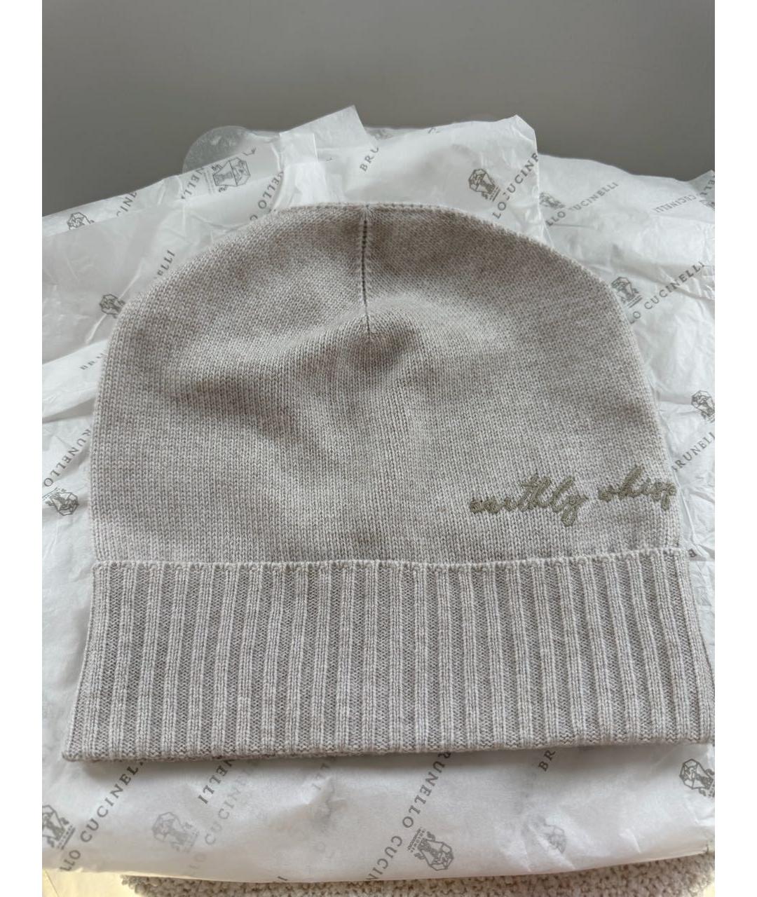 BRUNELLO CUCINELLI Бежевая кашемировая шапка, фото 8