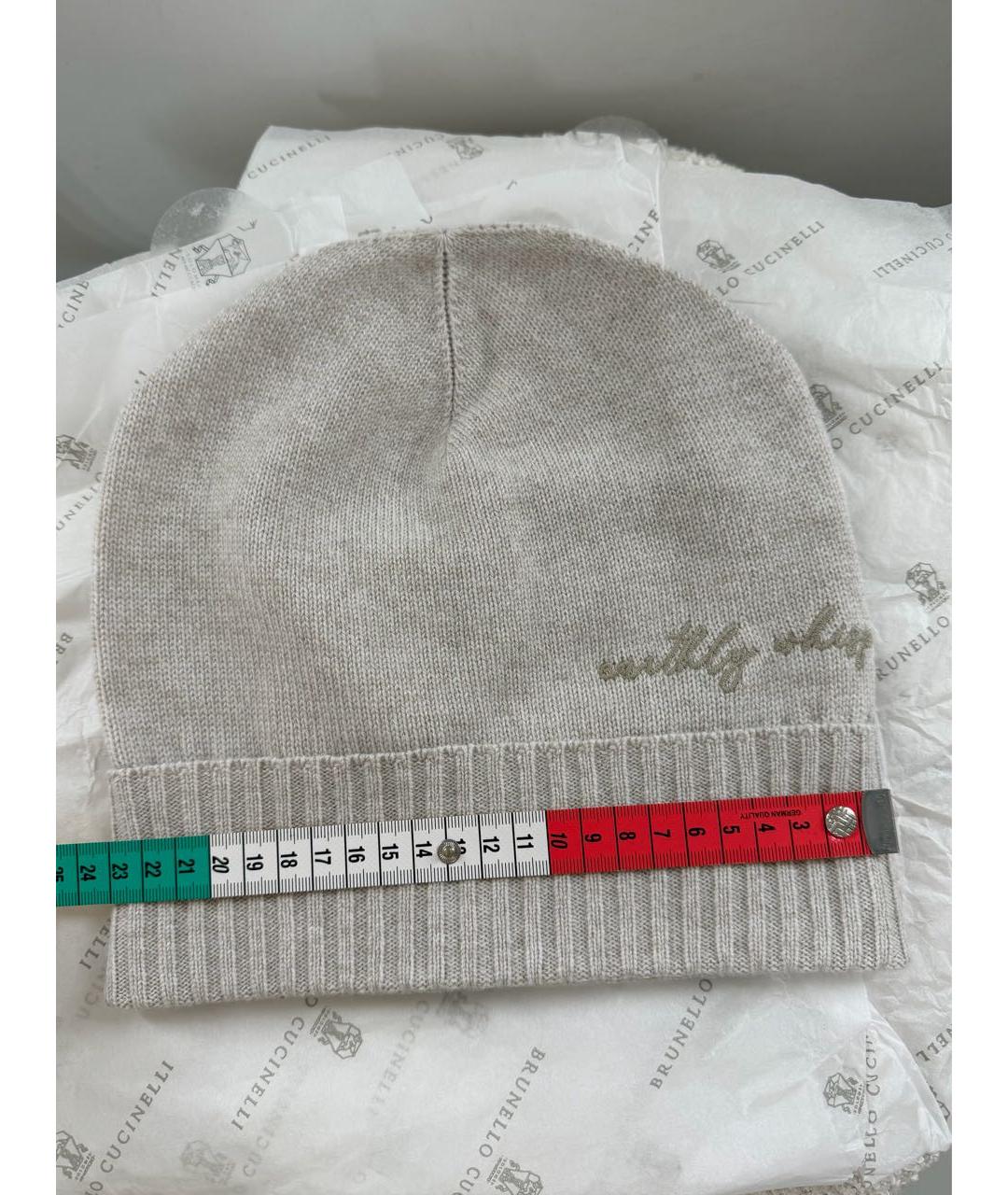BRUNELLO CUCINELLI Бежевая кашемировая шапка, фото 3