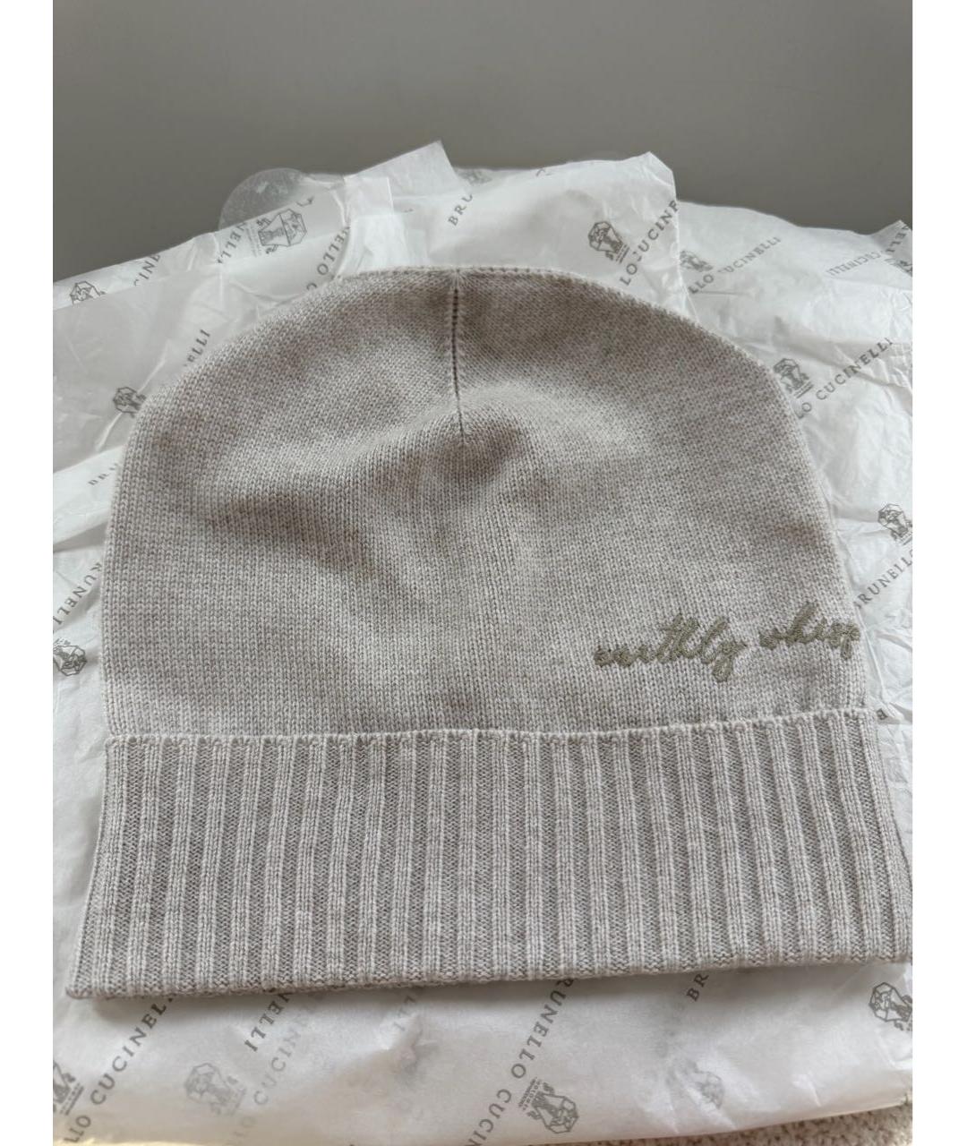 BRUNELLO CUCINELLI Бежевая кашемировая шапка, фото 7