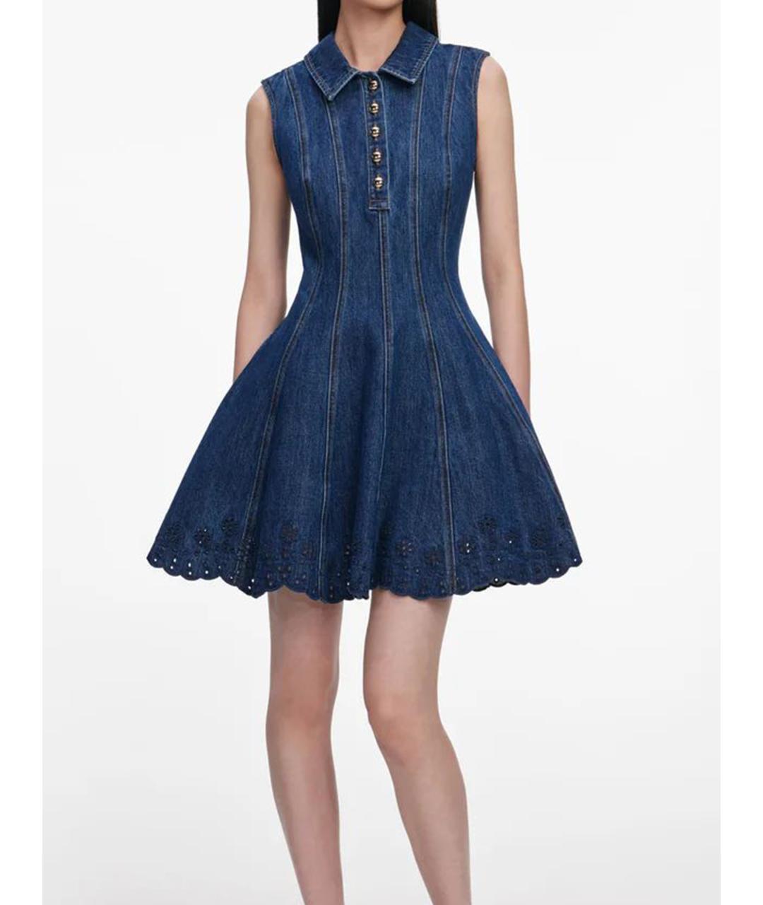 SELF-PORTRAIT Синее хлопковое платье, фото 4