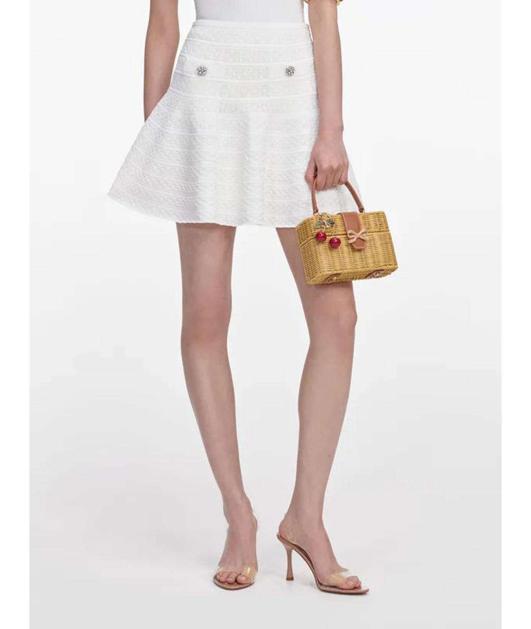SELF-PORTRAIT Белая вискозная юбка мини, фото 4