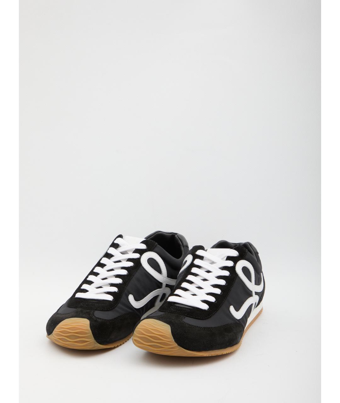 LOEWE Черные кожаные низкие кроссовки / кеды, фото 2