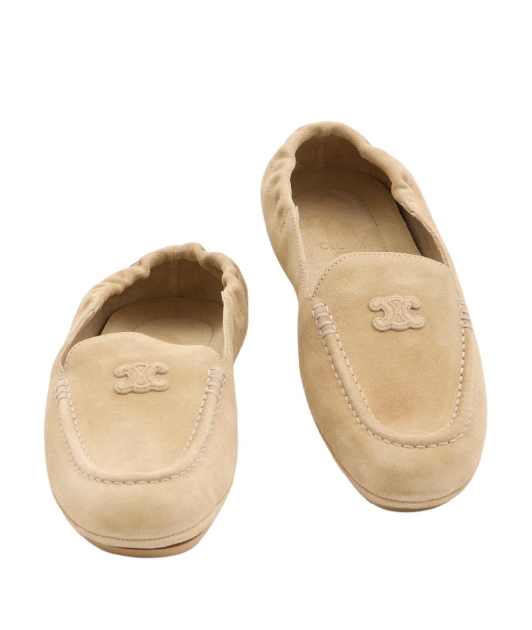 CELINE Бежевые замшевые лоферы, фото 4
