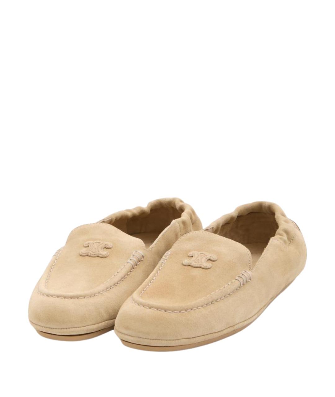 CELINE Бежевые замшевые лоферы, фото 2