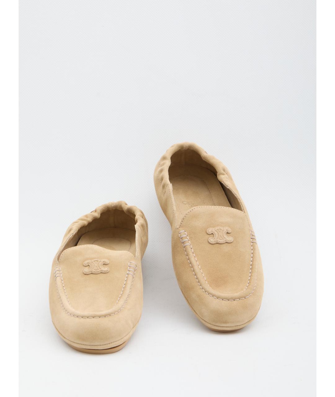 CELINE Бежевые кожаные лоферы, фото 4