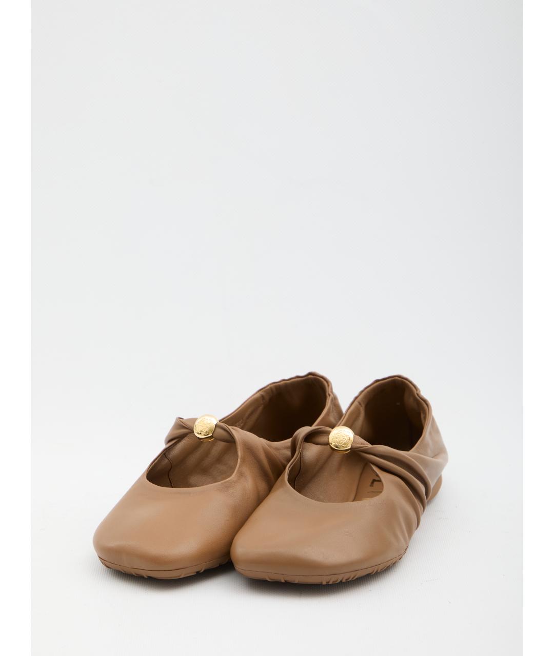 LOEWE Коричневые кожаные балетки, фото 2