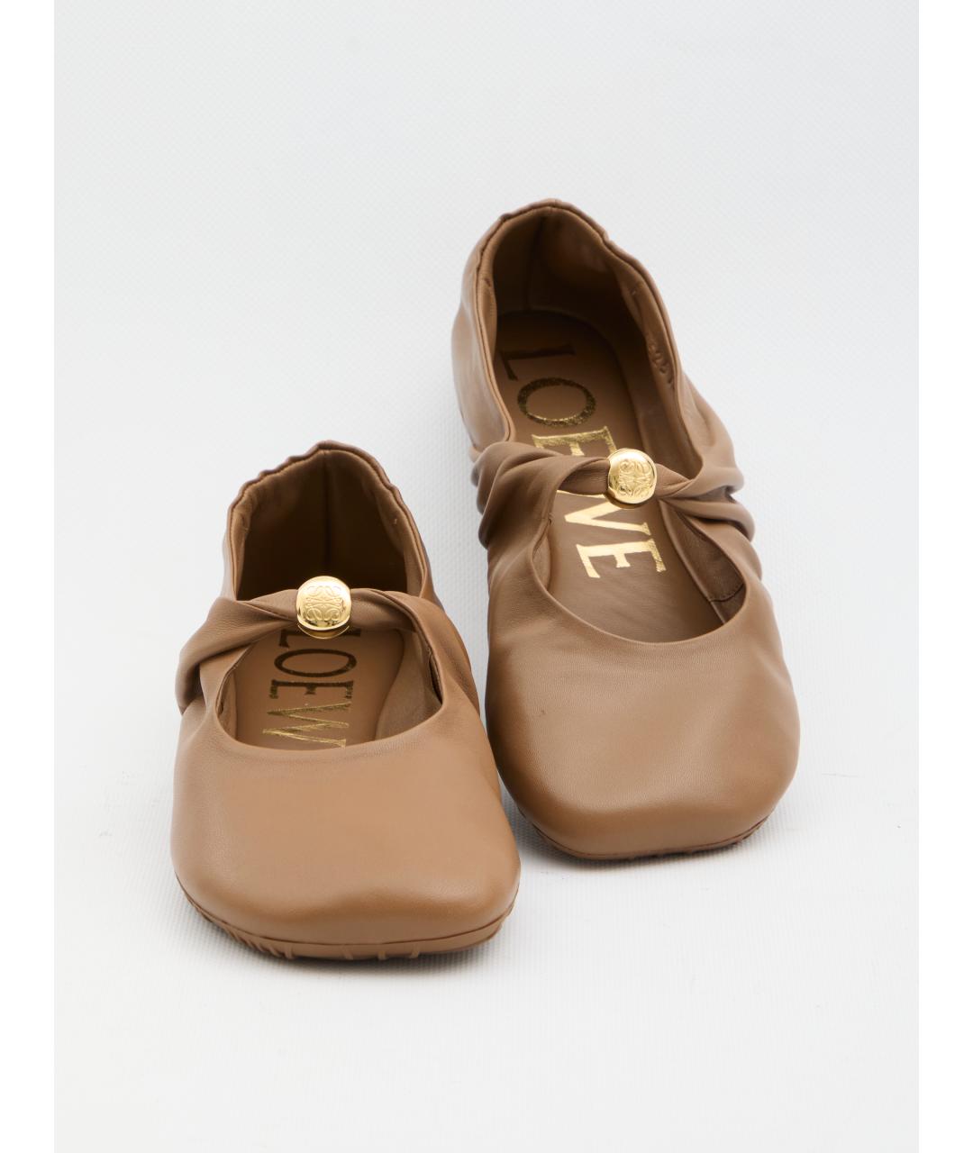 LOEWE Коричневые кожаные балетки, фото 5