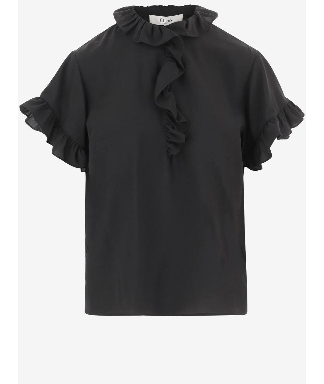 CHLOE Черная шелковая футболка, фото 3