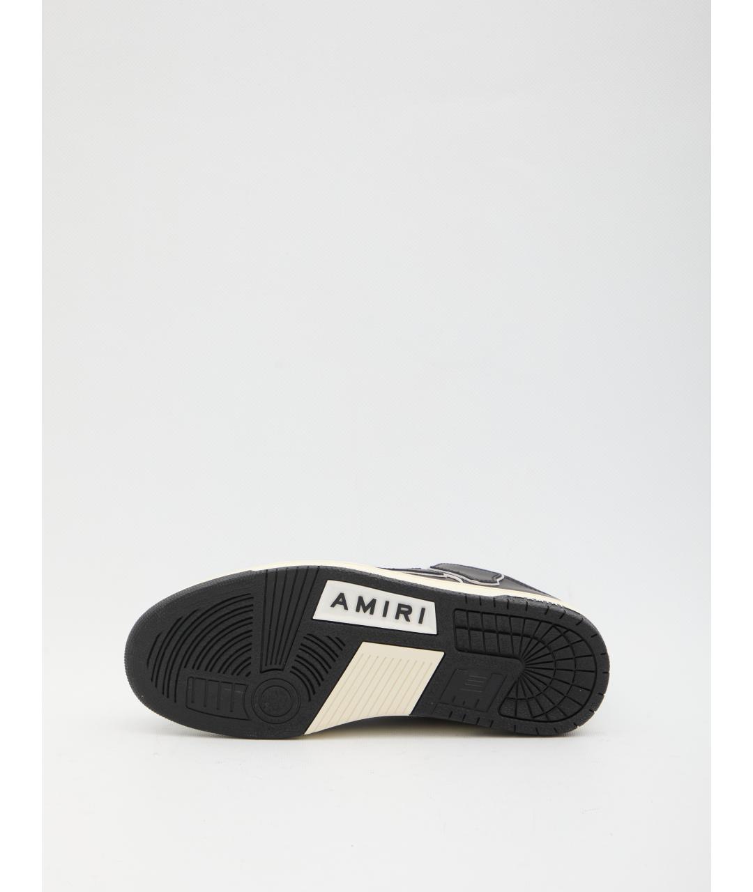 AMIRI Черные кожаные низкие кроссовки / кеды, фото 3
