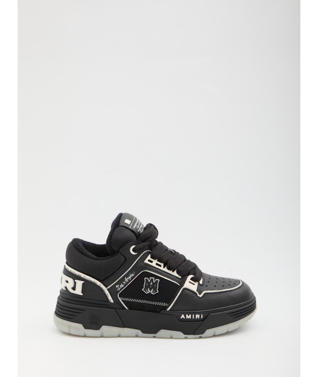 AMIRI Черные кожаные низкие кроссовки / кеды, фото 6