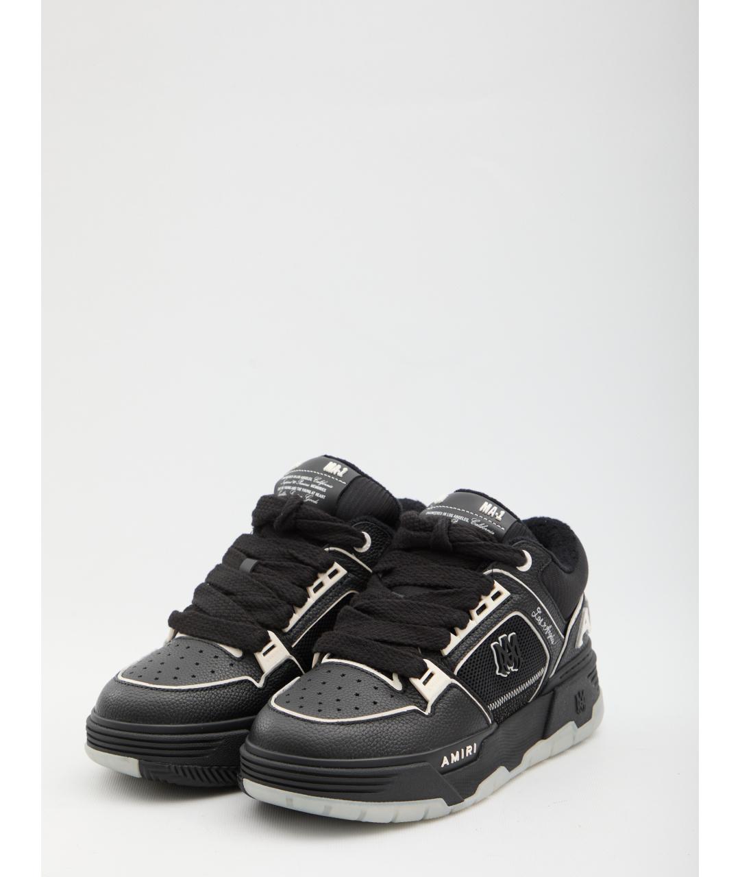 AMIRI Черные кожаные низкие кроссовки / кеды, фото 2
