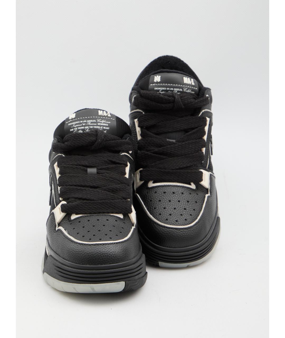 AMIRI Черные кожаные низкие кроссовки / кеды, фото 5