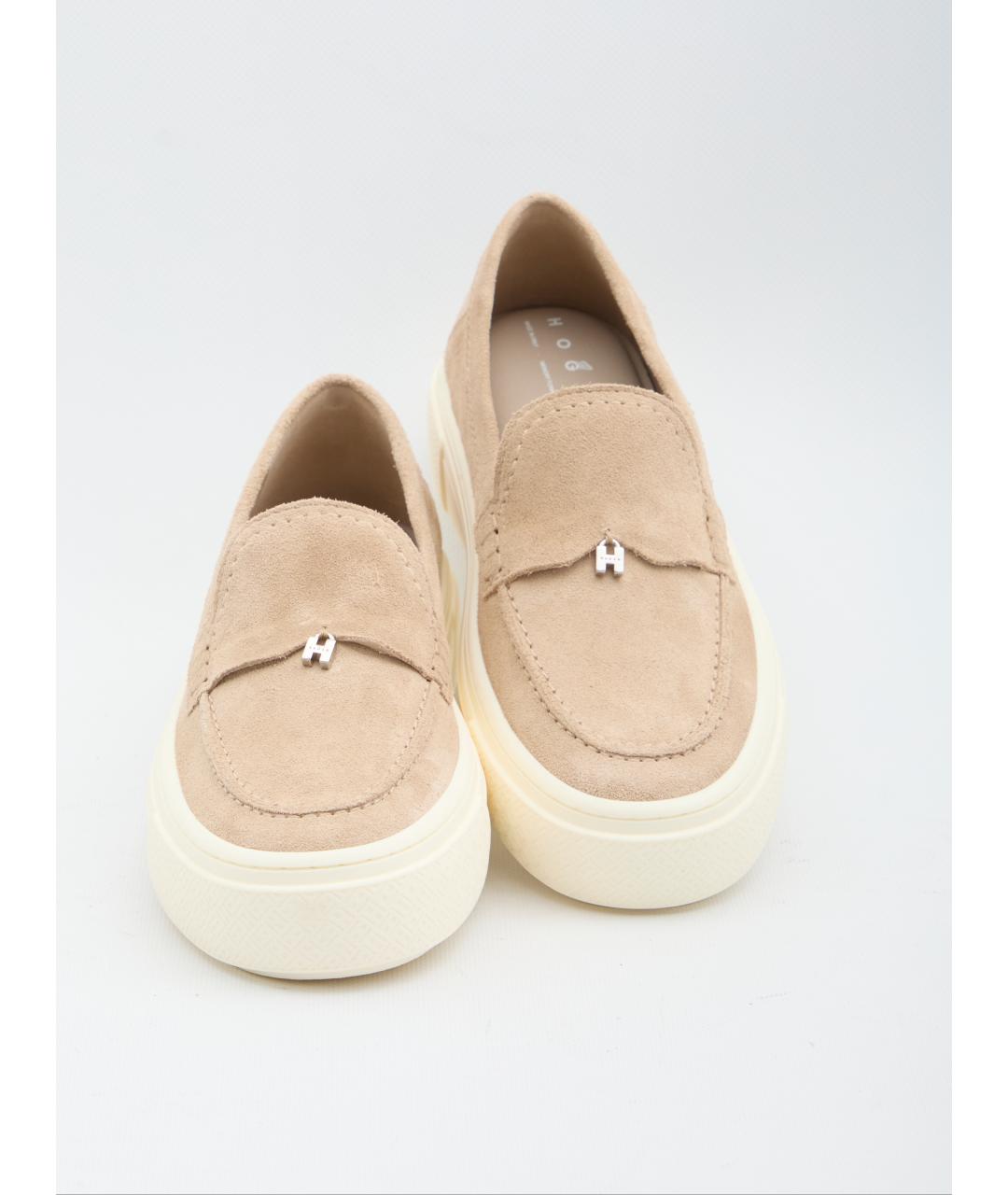 HOGAN Бежевые кожаные лоферы, фото 5