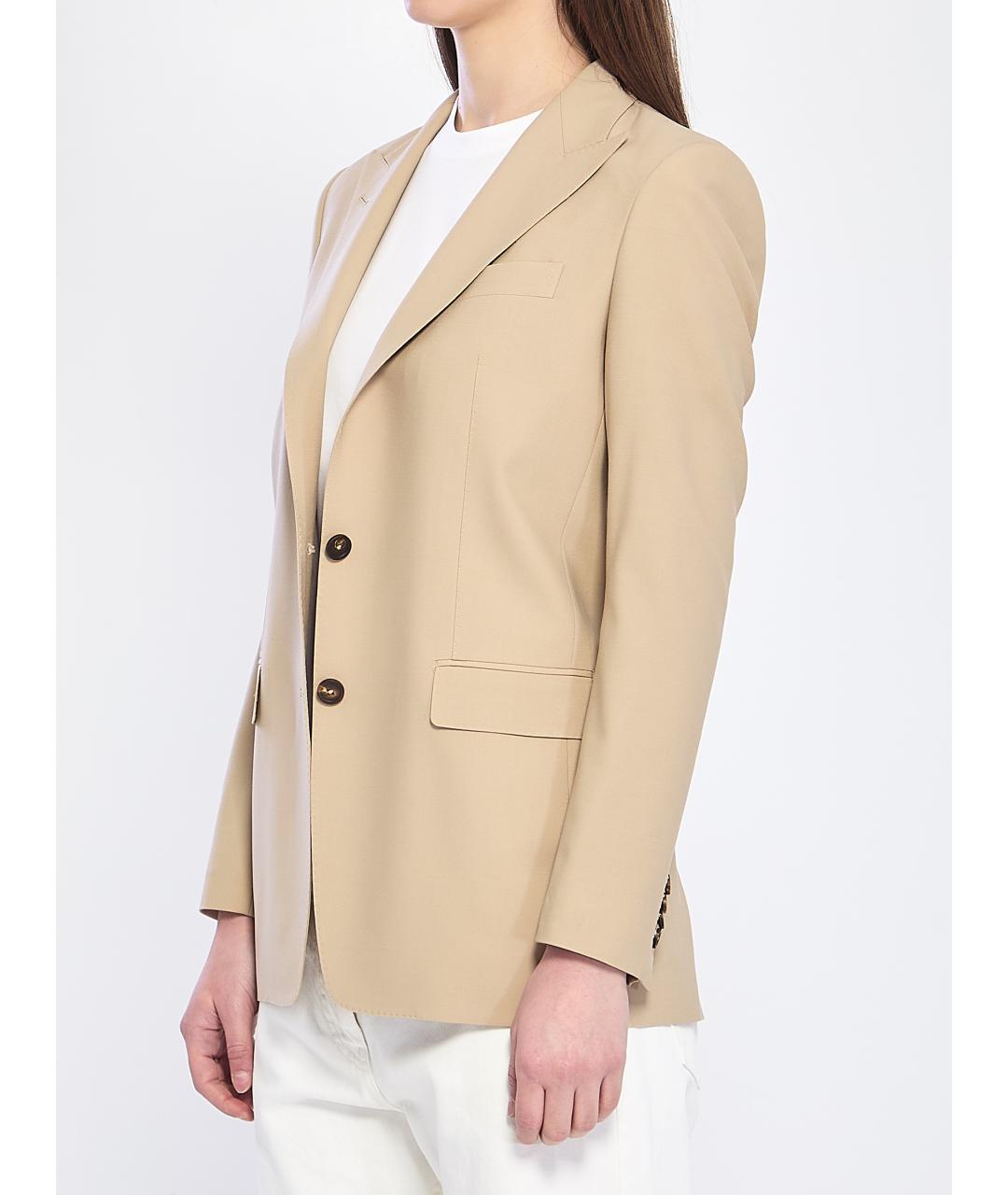 TAGLIATORE Бежевый шерстяной жакет/пиджак, фото 2