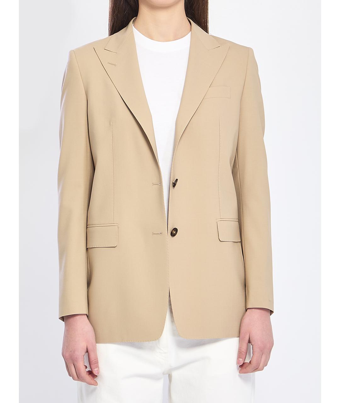 TAGLIATORE Бежевый шерстяной жакет/пиджак, фото 4