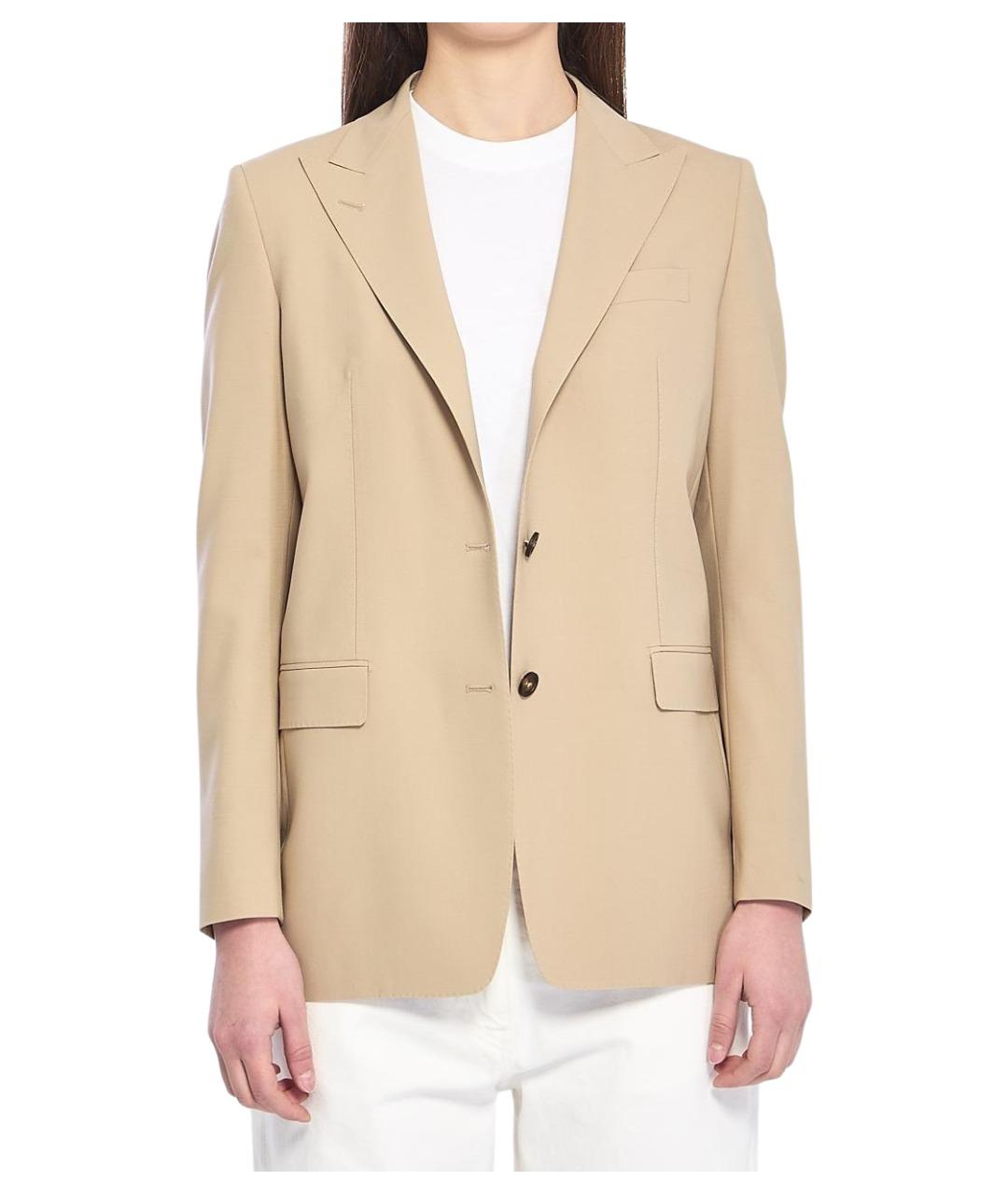 TAGLIATORE Бежевый шерстяной жакет/пиджак, фото 1