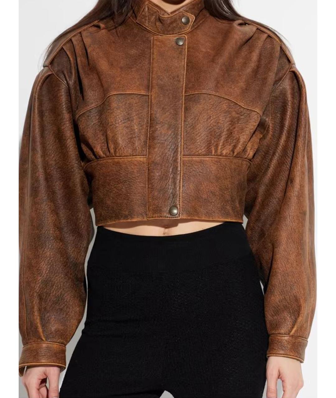 CHLOE Коричневая кожаная куртка, фото 2