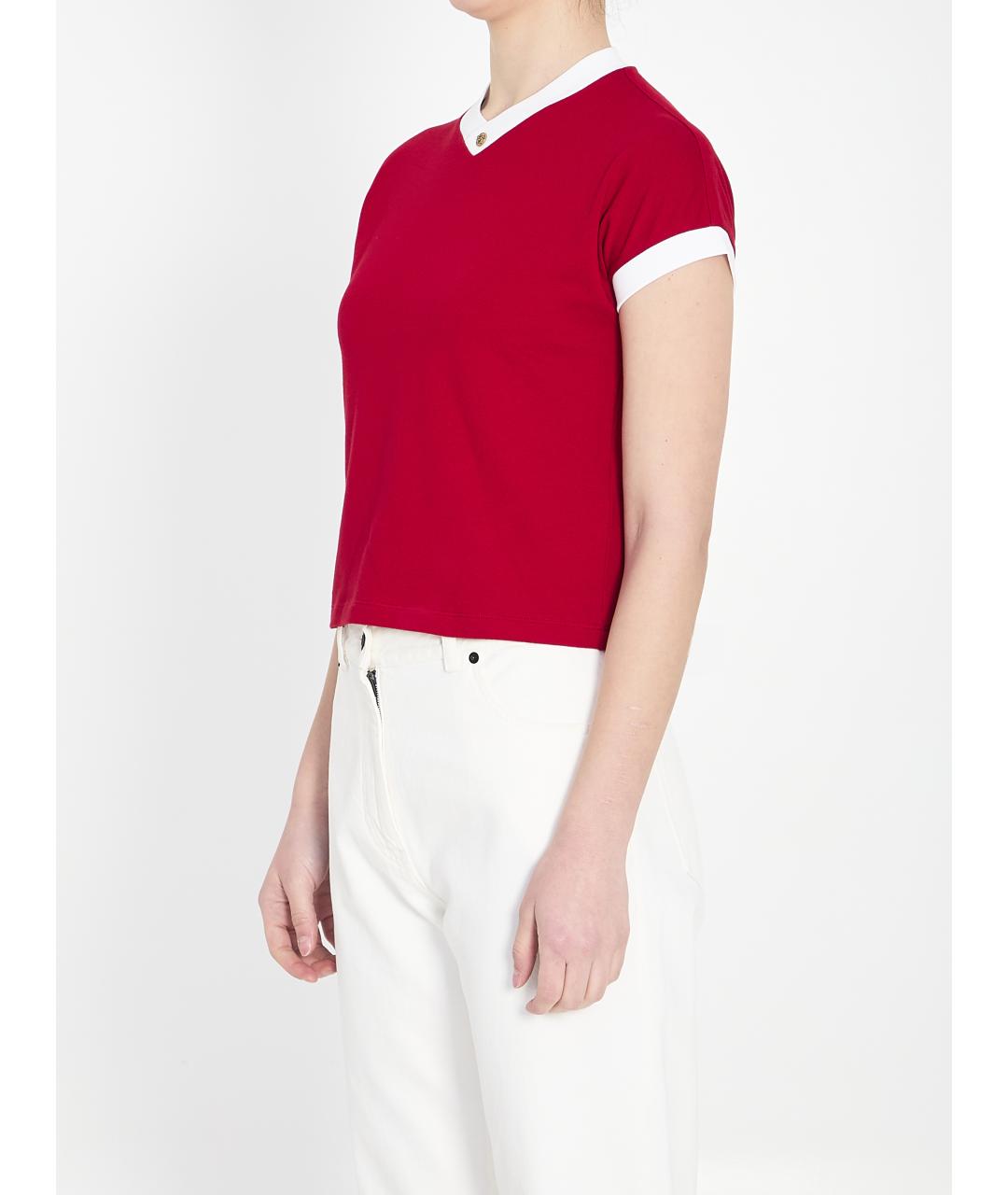 VERSACE Красная хлопковая футболка, фото 2