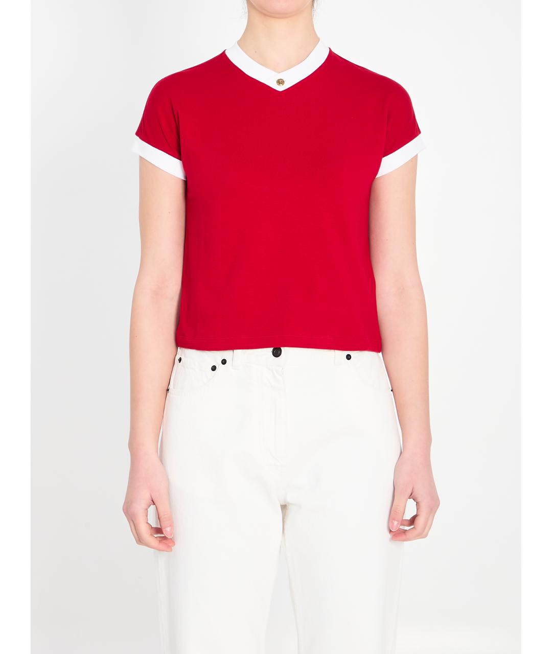 VERSACE Красная хлопковая футболка, фото 4