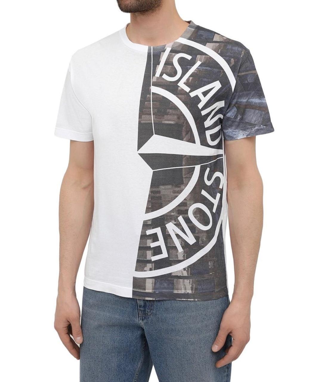 STONE ISLAND Белая хлопковая футболка, фото 3