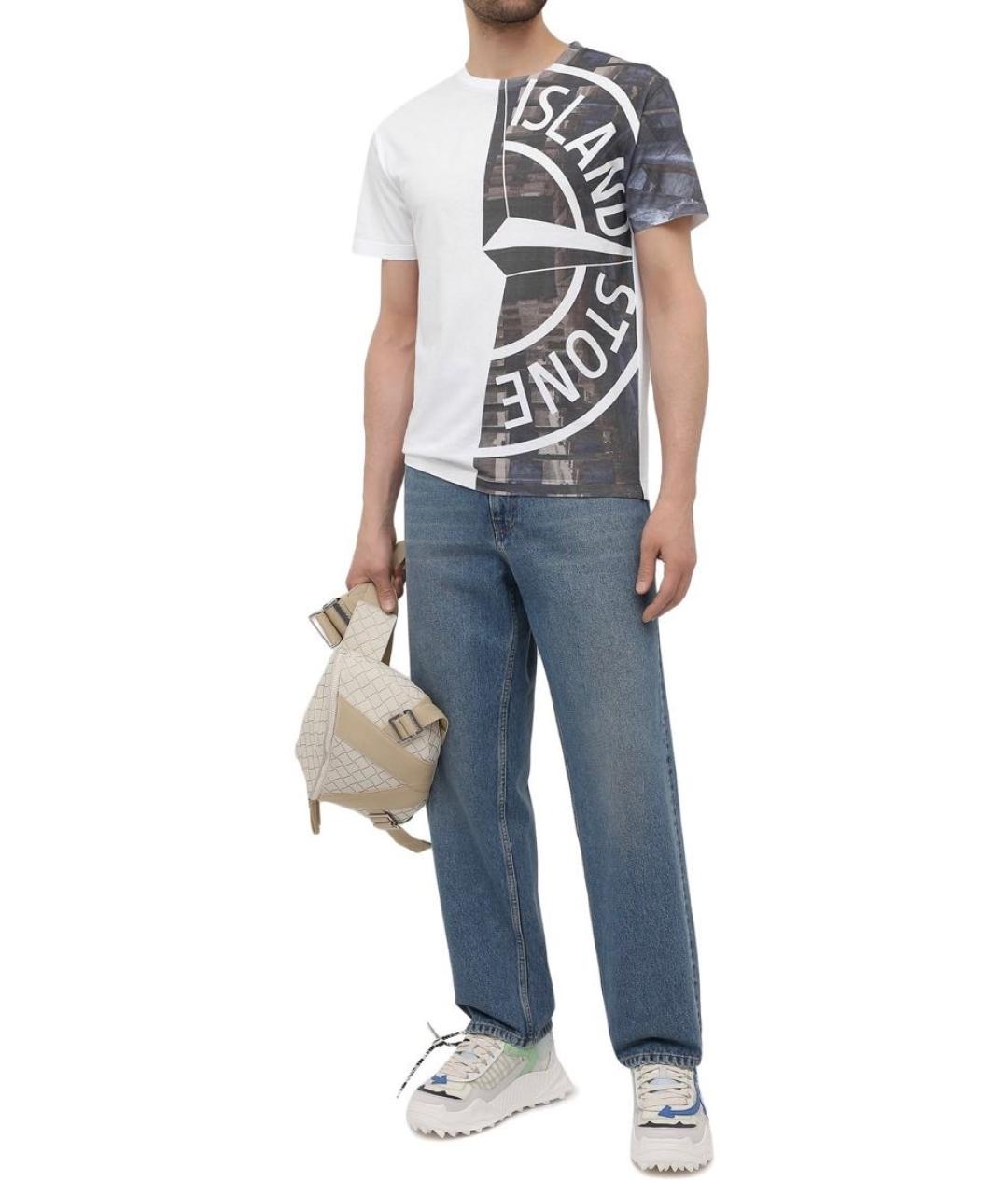 STONE ISLAND Белая хлопковая футболка, фото 2