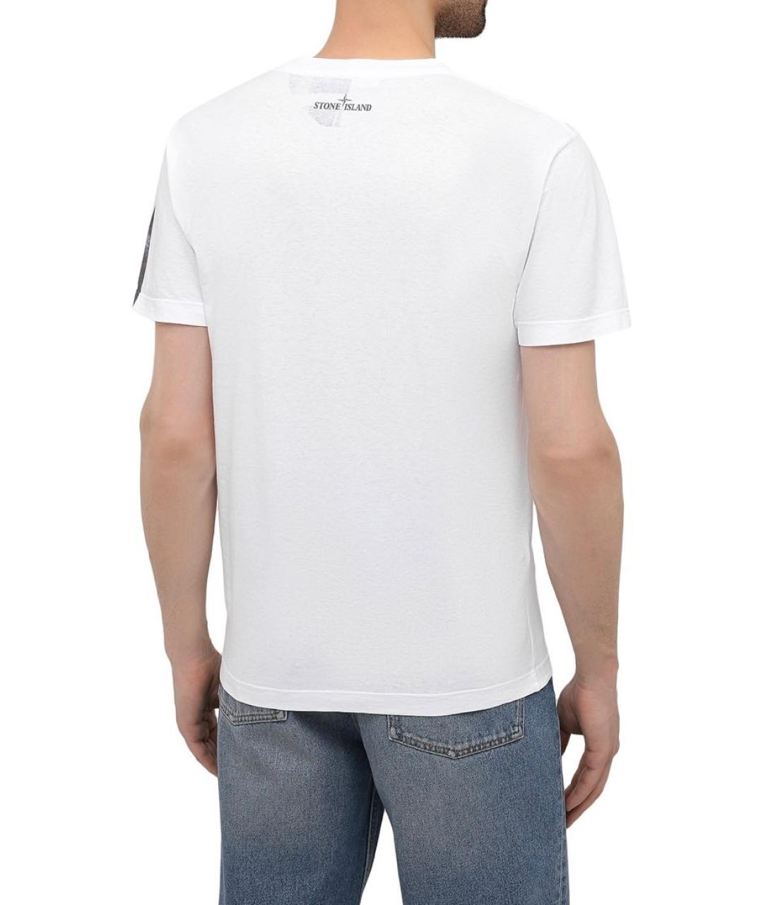 STONE ISLAND Белая хлопковая футболка, фото 4