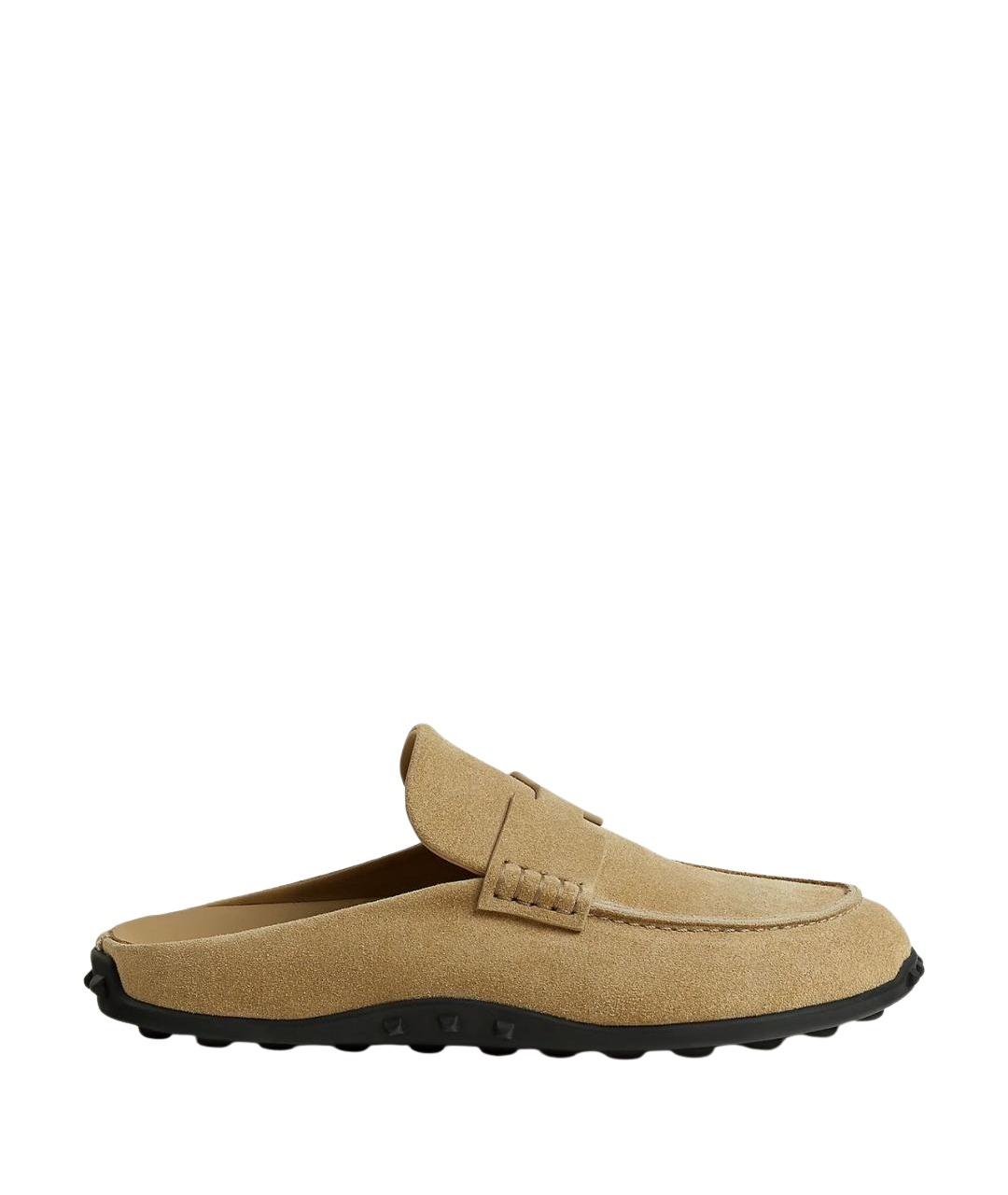 HERMES Бежевые замшевые мюли, фото 1