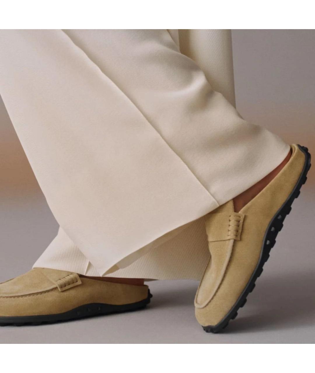 HERMES Бежевые замшевые мюли, фото 3