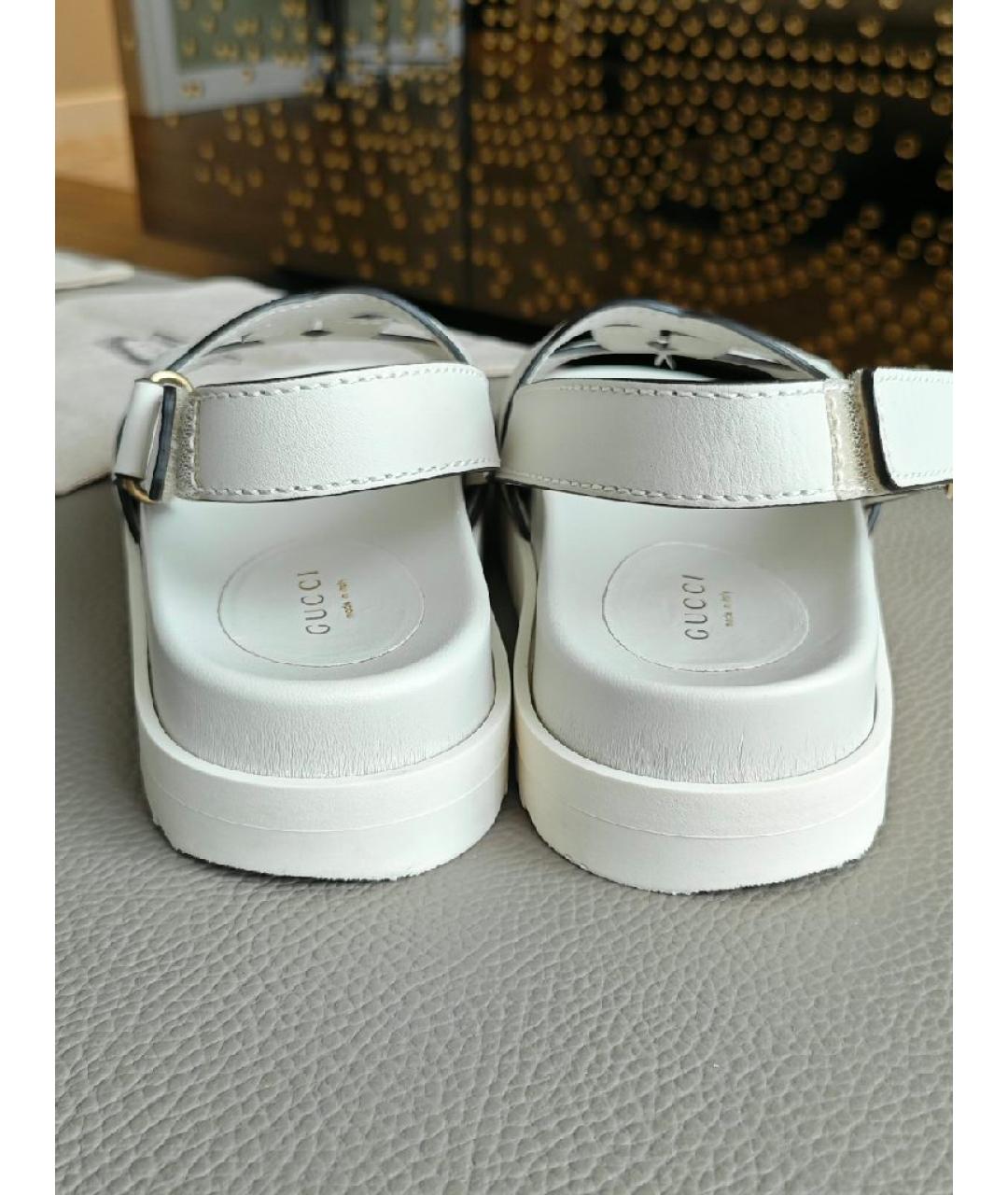 GUCCI Бежевые кожаные сандалии, фото 4