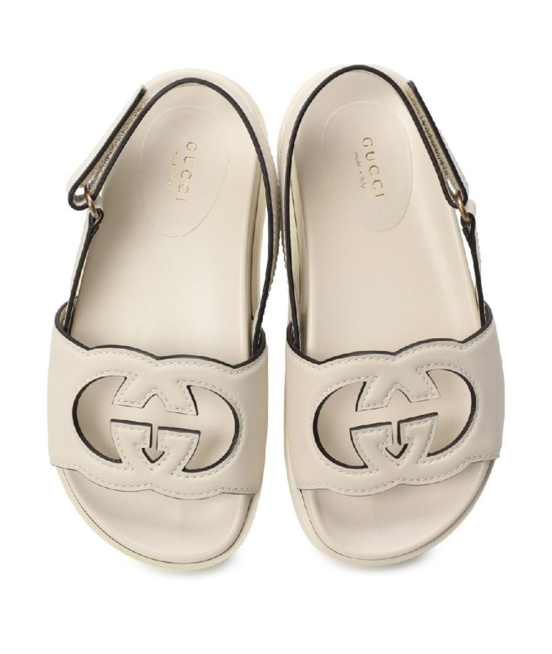 GUCCI Бежевые кожаные сандалии, фото 5