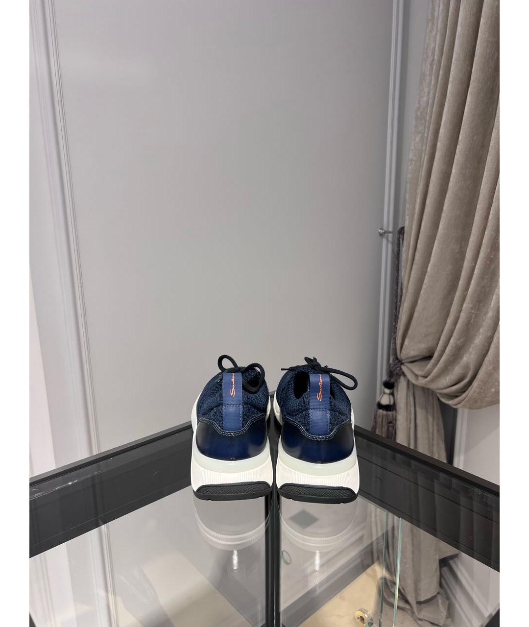 SANTONI Синие текстильные низкие кроссовки / кеды, фото 4