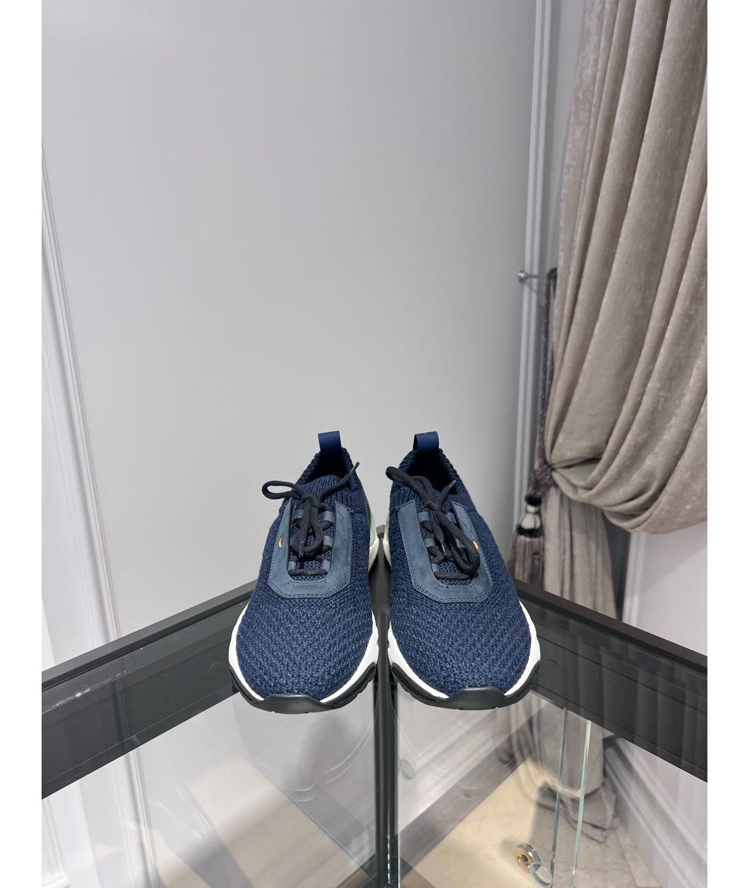 SANTONI Синие текстильные низкие кроссовки / кеды, фото 3