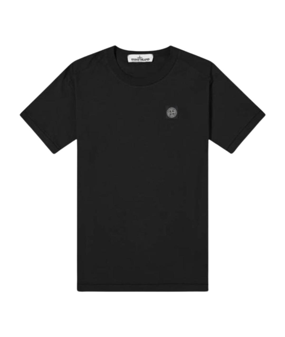STONE ISLAND Черная хлопковая футболка, фото 1