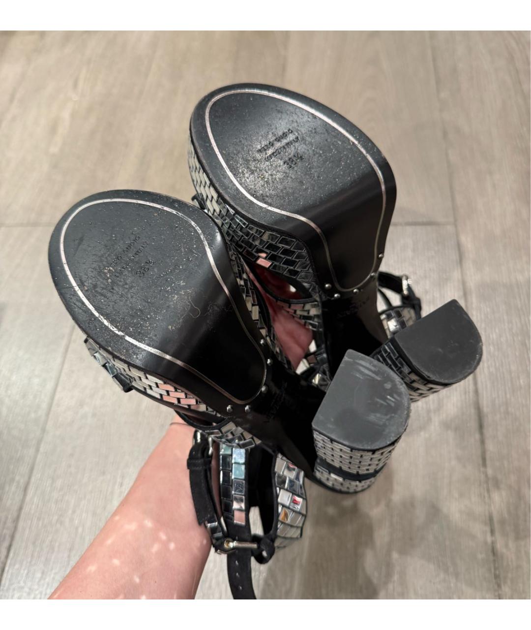 BALMAIN Серебряные кожаные босоножки, фото 7