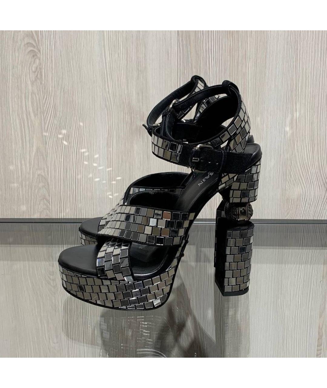 BALMAIN Серебряные кожаные босоножки, фото 9