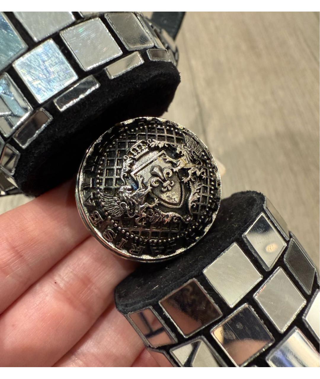 BALMAIN Серебряные кожаные босоножки, фото 6