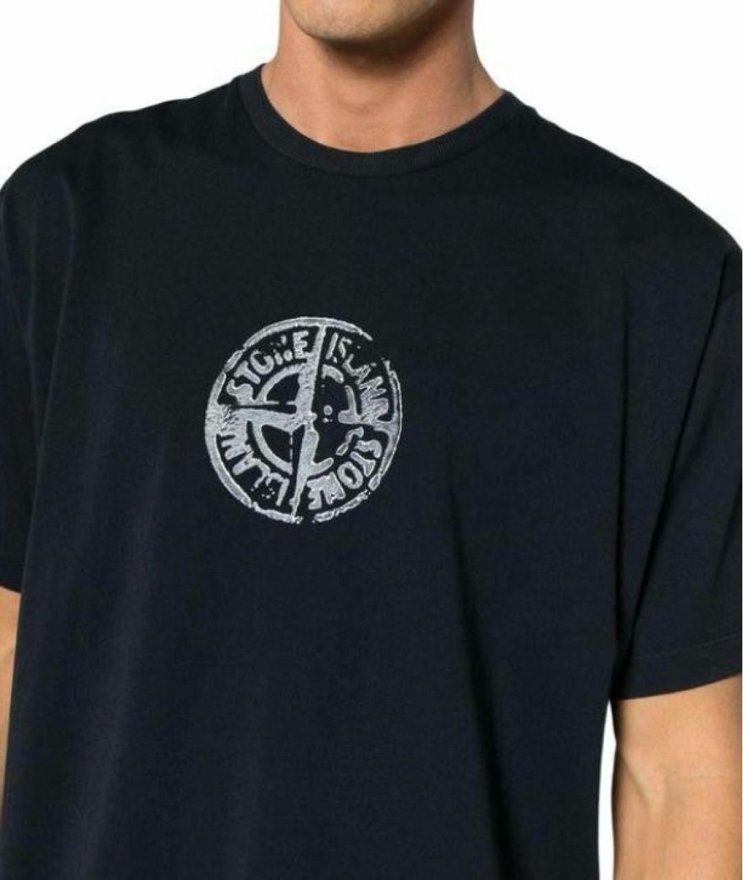 STONE ISLAND Черная хлопковая футболка, фото 5